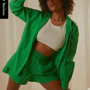 Peppermayo green two piece button down Shirt + Shorts size US 2